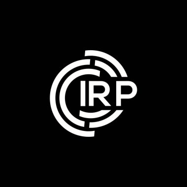 IRP mektup logosu tasarımı. IRP başharflerinin baş harfleri logo konsepti. Siyah arkaplanda IRP harf tasarımı.