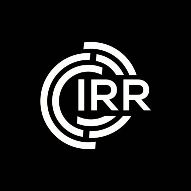 IRR harfi logo tasarımı. IRR başharflerinin baş harfleri logo konsepti. IRR harf dizaynı siyah arkaplan.