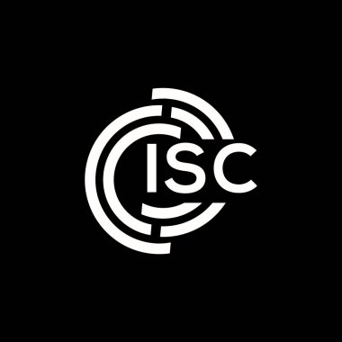 ISC harf logosu tasarımı. ISC başharflerinin baş harfleri logo konsepti. Siyah arkaplanda ISC harf tasarımı.