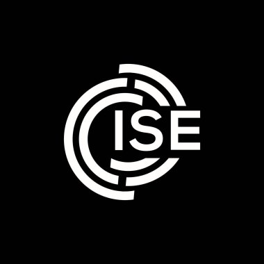 ISE mektup logosu tasarımı. ISE monogram harflerin baş harfleri logo kavramı. Siyah arkaplanda ISE harf tasarımı.