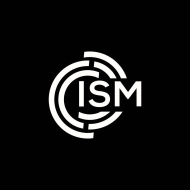 ISM mektup logosu tasarımı. ISM başharflerinin baş harfleri logo konsepti. Siyah arkaplanda ISM harf tasarımı.