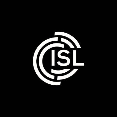 ISL mektup logosu tasarımı. ISL başharflerinin baş harfleri logo konsepti. Siyah arkaplanda ISL harf tasarımı.
