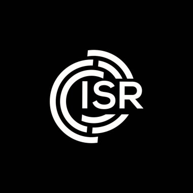 ISR harf logosu tasarımı. ISR monogram harflerin baş harfleri logo kavramı. Siyah arkaplanda ISR harf tasarımı.