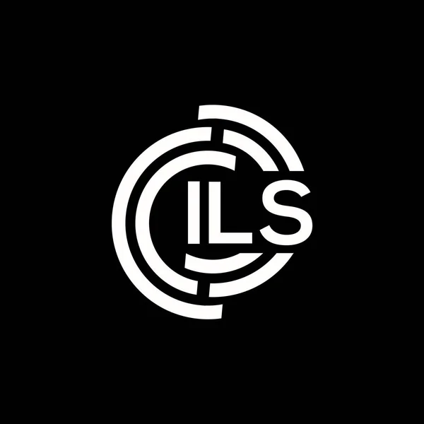 Розробка Логотипу Ils Ініціатива Ils Монограми Літеру Дизайн Листів Чорному — стоковий вектор