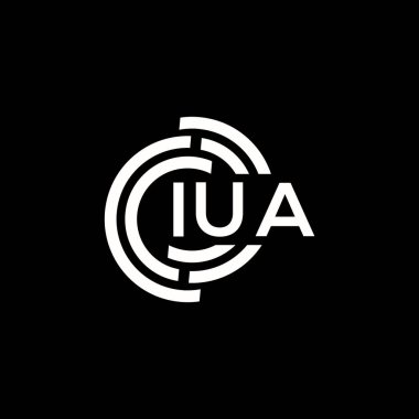 IUA mektup logosu tasarımı. UUA harflerinin baş harfleri logo konsepti. Siyah arkaplanda IUA harf tasarımı.