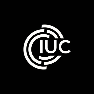 IUC harf logosu tasarımı. IUC monogram harflerin baş harfleri logo kavramı. Siyah arkaplanda IUC harf tasarımı.