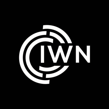 IWN harfli logo tasarımı. IWN monogram harflerin baş harfleri logo kavramı. Siyah arkaplanda IWN harf tasarımı.