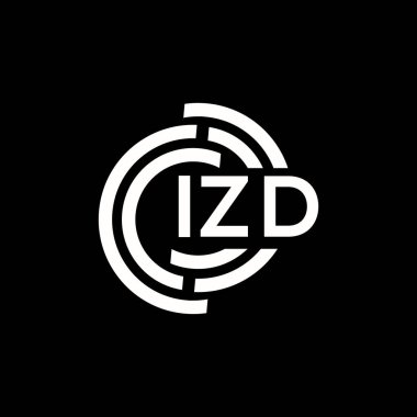 IZD harf logosu tasarımı. IZD monogram harflerin baş harfleri logo kavramı. Siyah arkaplanda IZD harf tasarımı.
