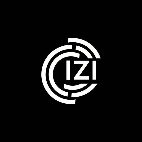 Iziレターロゴデザイン Iziモノグラムイニシャルレターロゴコンセプト 黒を基調としたIzi文字デザイン — ストックベクタ