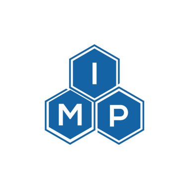 IMP 'nin siyah arkaplan üzerindeki logo tasarımı. IMP yaratıcı harf logo kavramı. IMP vektör tasarımı.
