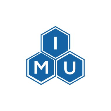IMU 'nun siyah arkaplan logo tasarımı. IMU yaratıcı harflerin baş harfleri logo kavramı. IMU vektör tasarımı..