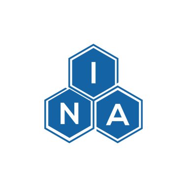 INA 'nın siyah arkaplan üzerindeki logo tasarımı. INA yaratıcı harfler harfi logosu. INA vektör tasarımı..