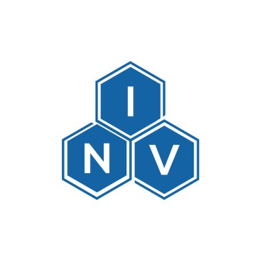 Siyah arkaplan üzerine INV harf logosu tasarımı. INV yaratıcı harf logo kavramı. INV vektör tasarımı..