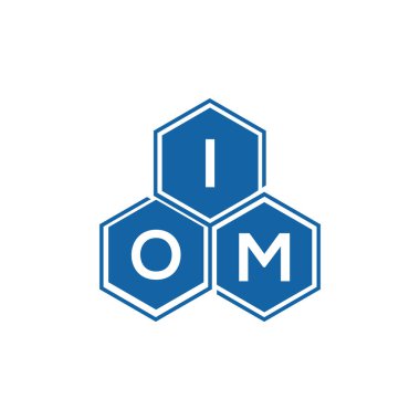 IOM harf logosu siyah arkaplan üzerine tasarlandı. IOM yaratıcı harflerin baş harfleri logo kavramı. IOM vektör tasarımı..