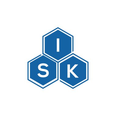 ISK beyaz arkaplan üzerine logo tasarımı. ISK yaratıcı harflerin baş harfleri logo kavramı. ISK vektör harf tasarımı..