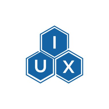 Beyaz arkaplan üzerine IUX harf logosu tasarımı. IUX yaratıcı harf logo kavramı. IUX vektör harf tasarımı..