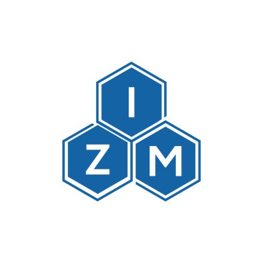 Beyaz arkaplan üzerine IZM harf logosu tasarımı. IZM yaratıcı harflerin baş harfleri logo kavramı. IZM vektör tasarımı..