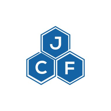 Beyaz arkaplan üzerine JCF harf logosu tasarımı. JCF yaratıcı harflerin baş harfleri logo kavramı. JCF vektör harf tasarımı.