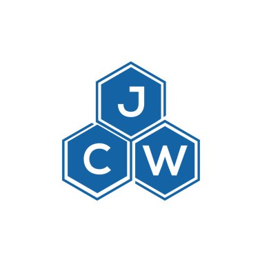Beyaz arkaplan üzerine JCW harf logosu tasarımı. JCW yaratıcı harflerin baş harfleri logo kavramı. JCW vektör harf tasarımı.
