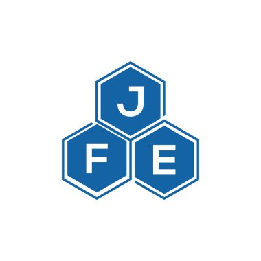 Beyaz arkaplan üzerine JFE harf logosu tasarımı. JFE yaratıcı harflerin baş harfleri logo kavramı. JFE vektör harf tasarımı..