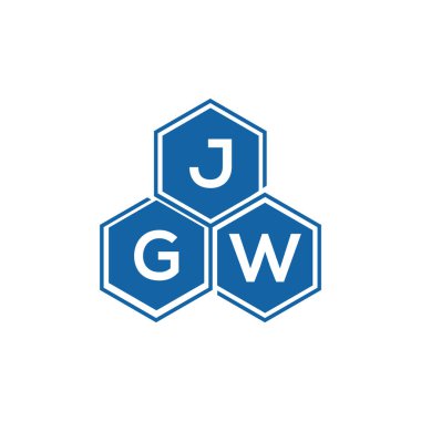 Beyaz arkaplan üzerine JGW harf logosu tasarımı. JGW yaratıcı harflerin baş harfleri logo kavramı. JGW vektör harf tasarımı..