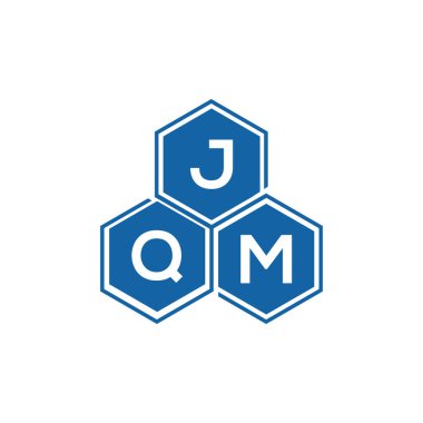 Beyaz arkaplan üzerine JQM harf logosu tasarımı. JQM yaratıcı harflerin baş harfleri logo kavramı. JQM vektör harf tasarımı..