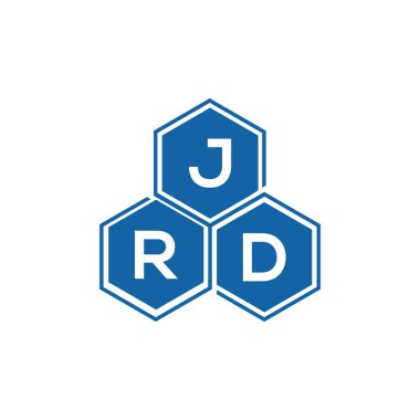 Beyaz arkaplan üzerine JRD harf logosu tasarımı. JRD yaratıcı harflerin baş harfleri logo kavramı. JRD vektör harf tasarımı.