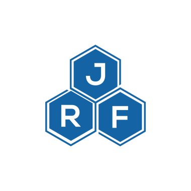Beyaz arkaplan üzerine JRF harf logosu tasarımı. JRF yaratıcı harflerin baş harfleri logo kavramı. JRF vektör tasarımı..