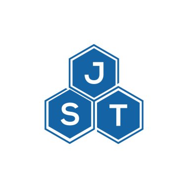 Beyaz arkaplan üzerine JST harf logosu tasarımı. JST yaratıcı harflerin baş harfleri logo kavramı. JST vektör harf tasarımı..