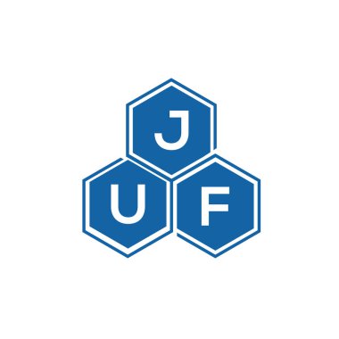Beyaz arkaplan üzerine JUF harf logosu tasarımı. JUF yaratıcı harf logosu. JUF vektör tasarımı..