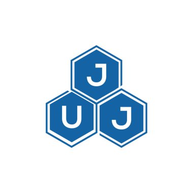 Beyaz arkaplan üzerine JUJ harf logosu tasarımı. JUJ yaratıcı harf logosu. JUJ vektör tasarımı..