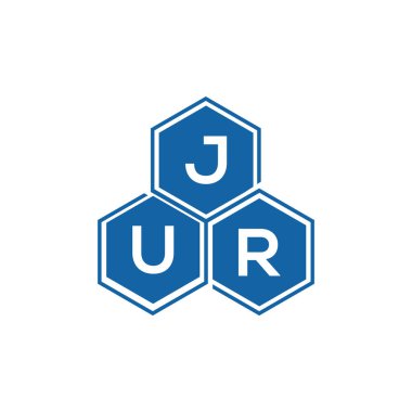 Beyaz arkaplan üzerine JUR harfi logo tasarımı. JUR yaratıcı harflerin baş harfleri logo kavramı. JUR vektör tasarımı..