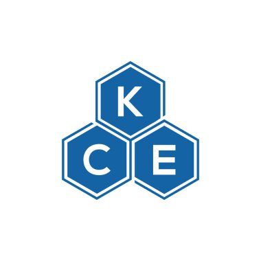 Beyaz arkaplan üzerine KCE harf logosu tasarımı. KCE yaratıcı harflerin baş harfleri logo kavramı. KCE vektör tasarımı.