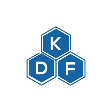 Beyaz arkaplan üzerinde KDF harf logosu tasarımı. KDF yaratıcı harflerin baş harfleri logo kavramı. KDF vektör tasarımı.