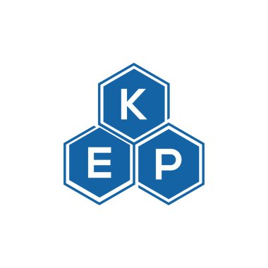 Beyaz arkaplan üzerinde KEP harf logosu tasarımı. KEP yaratıcı harflerin baş harfleri logo kavramı. KEP vektör tasarımı.
