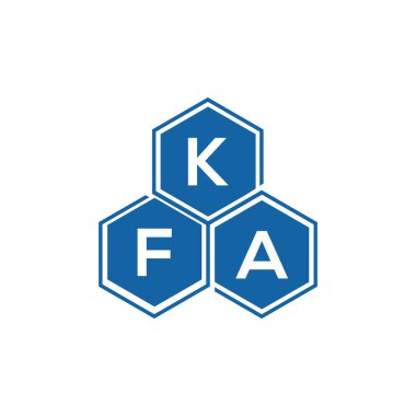 Beyaz arkaplan üzerine KFA harf logosu tasarımı. KFA yaratıcı harflerin baş harfleri logo kavramı. KFA vektör tasarımı.