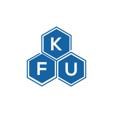 Beyaz arkaplanda KFU harf logosu tasarımı. KFU yaratıcı harflerin baş harfleri logo kavramı. KFU vektör harf tasarımı.