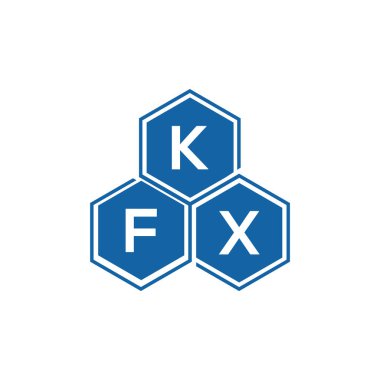 Beyaz arkaplanda KFX harfli logo tasarımı. KFX yaratıcı harflerin baş harfleri logo konsepti. KFX vektör harf tasarımı.