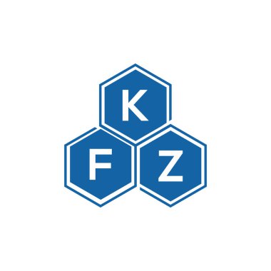 Beyaz arkaplanda KFZ harf logosu tasarımı. KFZ yaratıcı harflerin baş harfleri logo kavramı. KFZ vektör harf tasarımı.