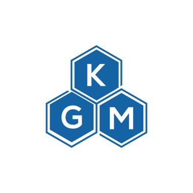 Beyaz arkaplanda KGM harf logosu tasarımı. KGM yaratıcı harflerin baş harfleri logo kavramı. KGM vektör harf tasarımı.