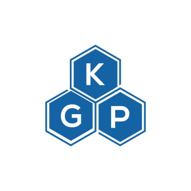 Beyaz arkaplanda KGP harf logosu tasarımı. KGP yaratıcı harflerin baş harfleri logo kavramı. KGP vektör harf tasarımı.