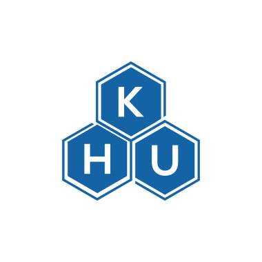 Beyaz arkaplanda KHU harf logosu tasarımı. KHU yaratıcı harflerin baş harfleri logo kavramı. KHU vektör harf tasarımı.