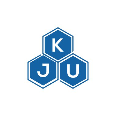 Beyaz arkaplanda KJU harf logosu tasarımı. KJU yaratıcı harf logosu konsepti. KJU vektör harf tasarımı.