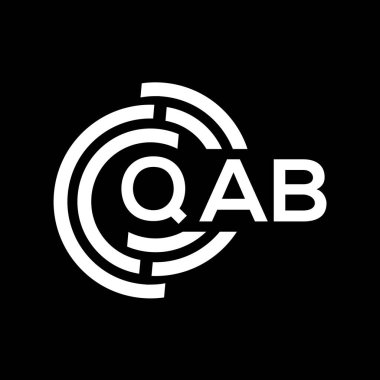 QAB harfli logo tasarımı. QAB monogram harflerin baş harfleri logo kavramı. Siyah arkaplanda QAB harf tasarımı.
