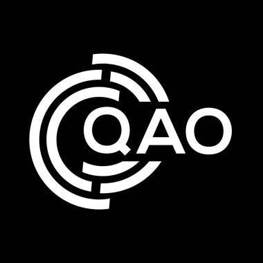 QAO harf logosu tasarımı. QAO monogram harflerin baş harfleri logo kavramı. QAO harf dizaynı siyah arkaplan.