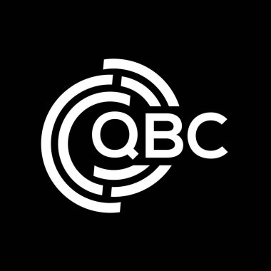 QBC harf logo tasarımı. QBC baş harfleri logo konsepti. Siyah arkaplanda QBC harf tasarımı.