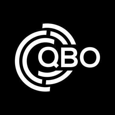 QBO harf logosu tasarımı. QBO monogram harflerin baş harfleri logo kavramı. Siyah arkaplanda QBO harf tasarımı.