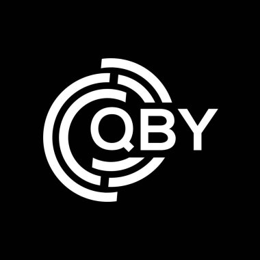 QBY harfli logo tasarımı. QBY başharflerinin baş harfleri logo konsepti. QBY harf dizaynı siyah arkaplan.