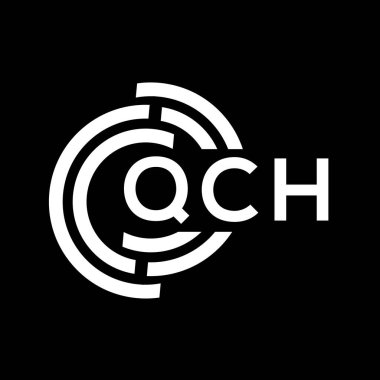 QCH harfli logo tasarımı. QCH başharflerinin baş harfleri logo konsepti. QCH harf dizaynı siyah arkaplan.