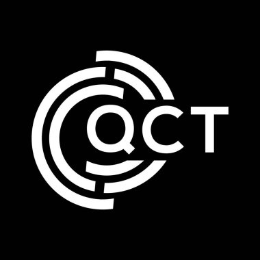 QCT harfi logo tasarımı. QCT baş harfleri logo konsepti. QCT harf dizaynı siyah arkaplan.